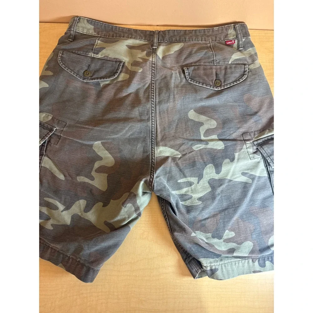 Levis Mens Camo Cargo Shorts Green Brown Woodland Camouflage W33 23251-0085